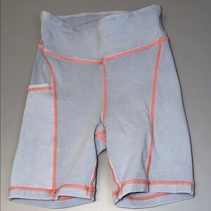 Free People Movement Light Gray Shorts with Orange Accents